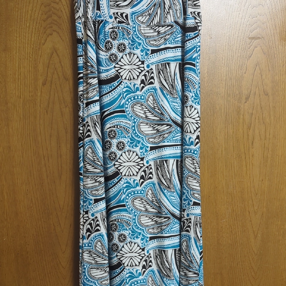 Blue and Black Patterned Maxi Skirt